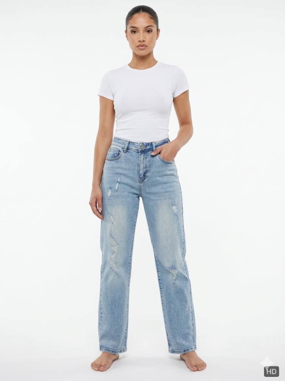 Wax Jean Collection High-Rise Light Blue Straight Leg Women's Jeans Stretchy 3